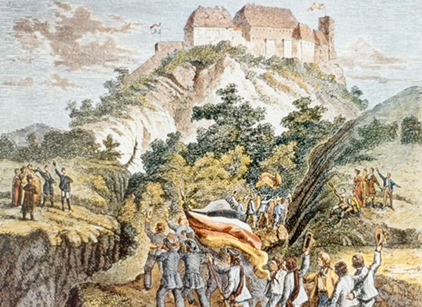 Bild vom Studentenzug zum Wartburgfest 1817 (Künstler unbekannt).
